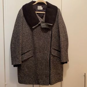 VINCE wool & leather coat